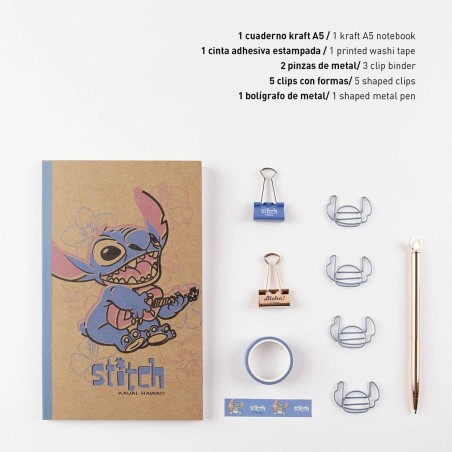 Set di Cancelleria Stitch Azzurro 10 Pezzi (6 Pezzi)