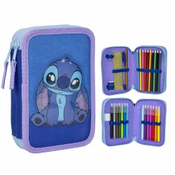 Astuccio Stitch Azzurro 12,5 x 19,5 x 4,5 cm