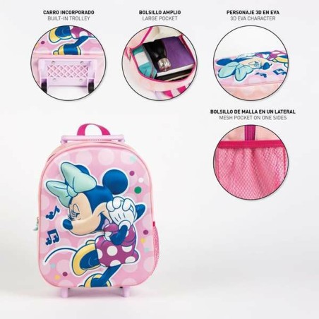 Trolley per la Scuola 3D Minnie Mouse Rosa 25,0 x 31,0 x 10,0 cm