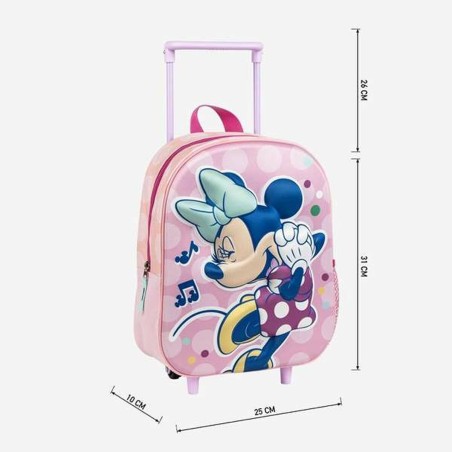 Trolley per la Scuola 3D Minnie Mouse Rosa 25,0 x 31,0 x 10,0 cm