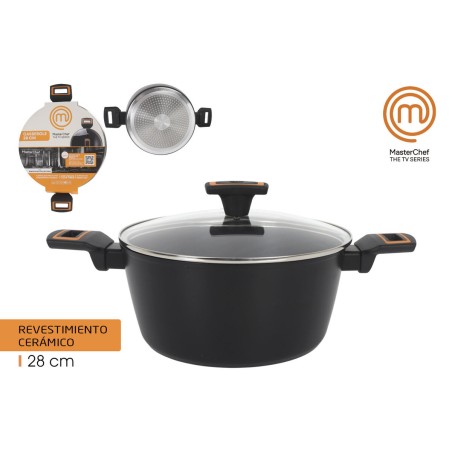 Casseruola con coperchio MasterChef 28 cm 2,5 mm (4 Unità)