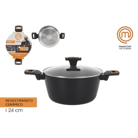 Casseruola con coperchio MasterChef 24 cm 2,5 mm (4 Unità)