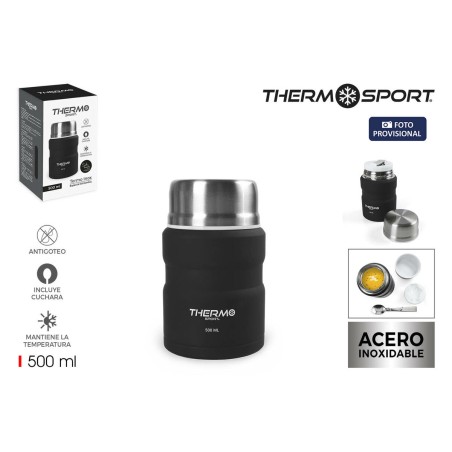 Thermos per Alimenti ThermoSport Nero Acciaio 500 ml (6 Unità)