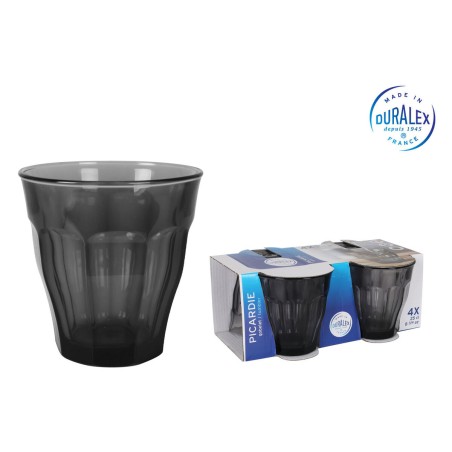 Bicchiere di acqua Duralex Picardie Nero Grigio 250 ml 4 Pezzi (12 Unità)