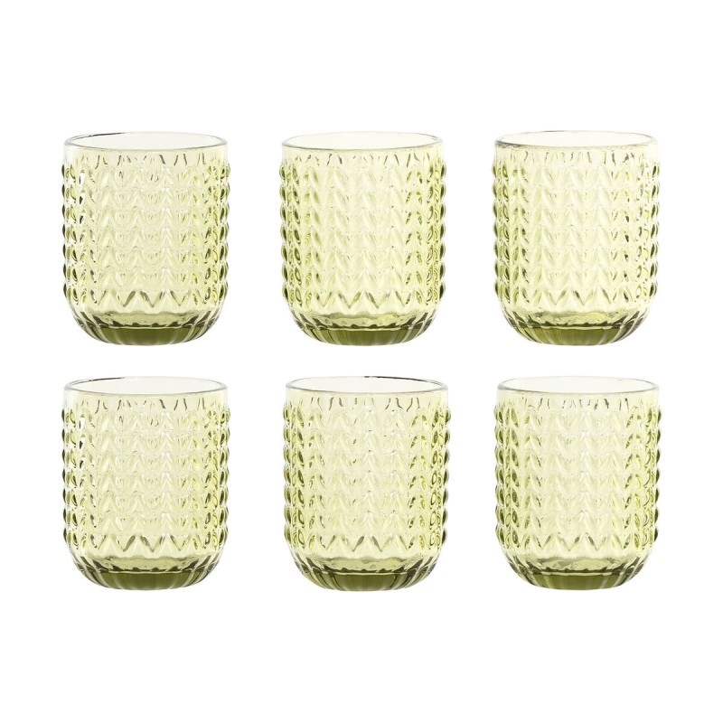 Set di Bicchieri Home ESPRIT Verde Cristallo Con rilievo 275 ml (6 Unità)