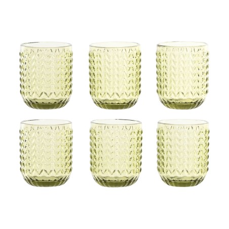 Set di Bicchieri Home ESPRIT Verde Cristallo Con rilievo 275 ml (6 Unità)