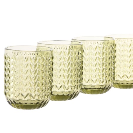 Set di Bicchieri Home ESPRIT Verde Cristallo Con rilievo 275 ml (6 Unità)