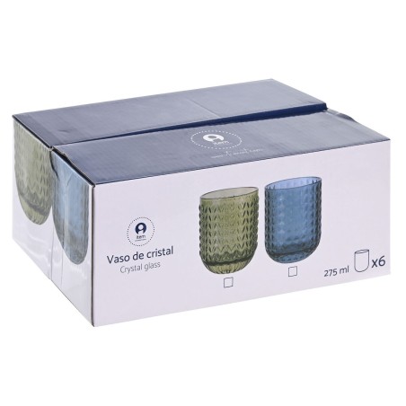 Set di Bicchieri Home ESPRIT Verde Cristallo Con rilievo 275 ml (6 Unità)