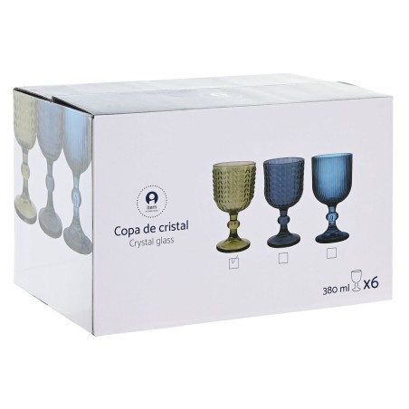 Set di Bicchieri Home ESPRIT Azzurro Cristallo 380 ml (6 Unità)