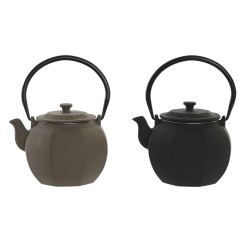 Teiera Home ESPRIT Nero Beige Acciaio inossidabile Ferro 780 ml (2 Unità)