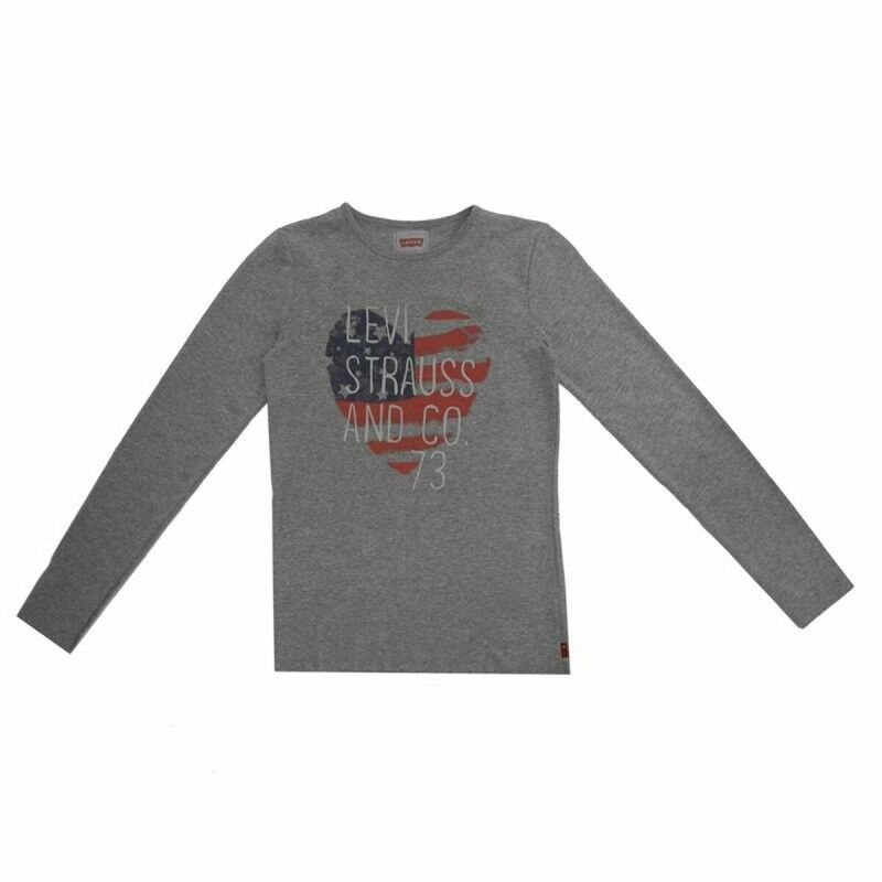 Maglia a Maniche Lunghe per Bambini Levi's Fille Grigio scuro Maglia a Maniche Lunghe per Bambini Levi's Fille Grigio scuro
