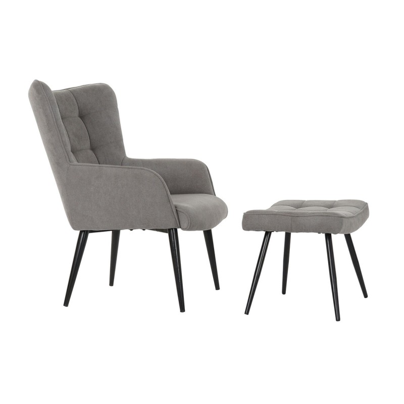 Poltrona DKD Home Decor Nero Grigio 69 x 77 x 91 cm Poltrona DKD Home Decor Nero Grigio 69 x 77 x 91 cm
