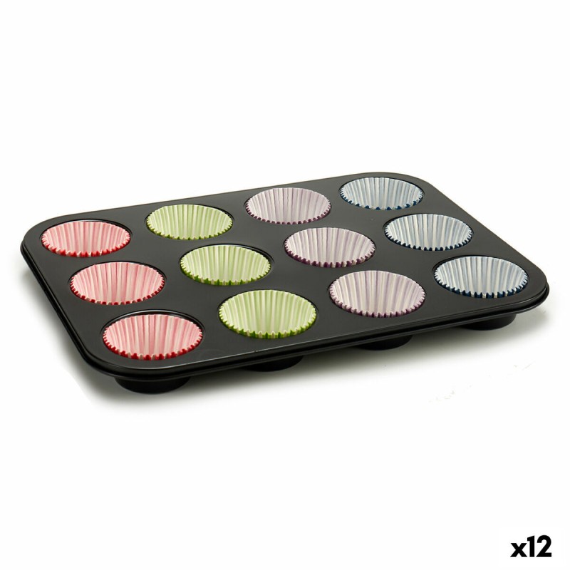 Teglia per Muffin Kinvara 55011 Multicolore 7 x 7 x 3 cm 35 x 3 x 26,5 cm Vassoio da Forno (12 Unità) Teglia per Muffin Kinvara 55011 Multicolore 7 x 7 x 3 cm 35 x 3 x 26,5 cm Vassoio da Forno (12 Unità)