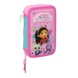 Astuccio Doppio Gabby's Dollhouse Party Rosa 12.5 x 19.5 x 4 cm 28 Pezzi