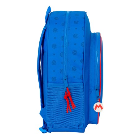 Zaino Scuola Super Mario Play Azzurro Rosso 32 X 38 X 12 cm