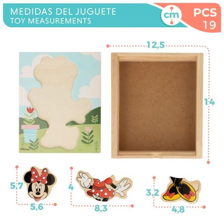 Puzzle di Legno per Bambini Disney + 2 Anni 19 Pezzi (12 Unità)