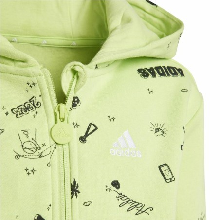 Tuta da Bambini Adidas Lk Bluv Q3 Verde 2 Pezzi