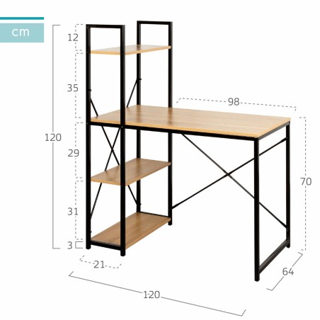Scrivania con scaffale Max Home Acciaio Melammina Truciolare 120 x 12 x 64 cm