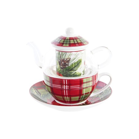 Teiera DKD Home Decor 1 Tazza Filtro Cristallo Porcellana (250 ml)