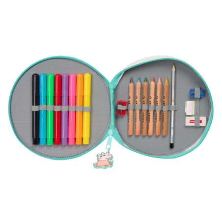 Astuccio per la Scuola con Accessori Peppa Pig Pretty flowers Giallo Menta 18 Pezzi