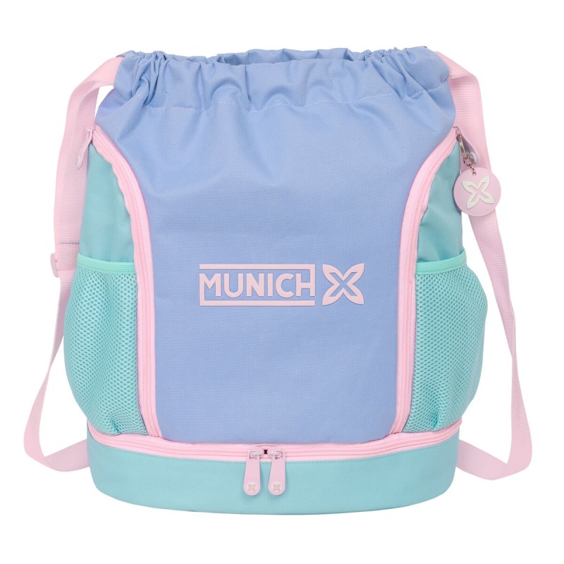 Zainetto con Cordini Munich Mellow Azzurro Rosa Celeste 35 x 40 x 1 cm Zainetto con Cordini Munich Mellow Azzurro Rosa Celeste 35 x 40 x 1 cm