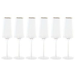 Champagne e calice piatto per champagne Home ESPRIT Trasparente Dorato Cristallo 400 ml (6 Unità)