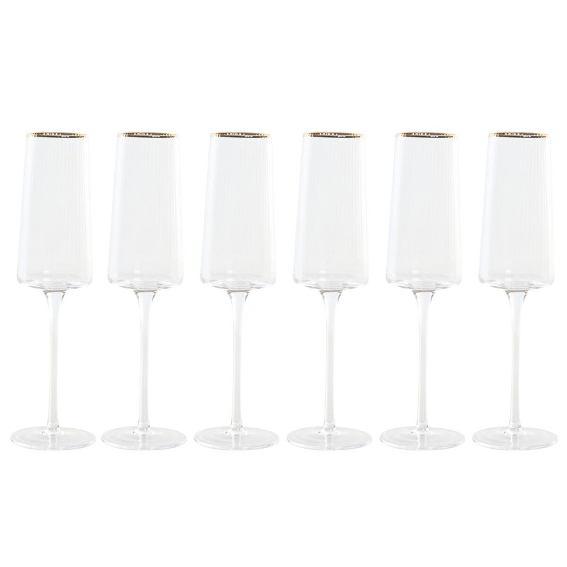 Champagne e calice piatto per champagne Home ESPRIT Trasparente Dorato Cristallo 400 ml (6 Unità) Champagne e calice piatto per champagne Home ESPRIT Trasparente Dorato Cristallo 400 ml (6 Unità)