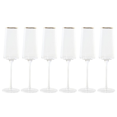 Champagne e calice piatto per champagne Home ESPRIT Trasparente Dorato Cristallo 400 ml (6 Unità)