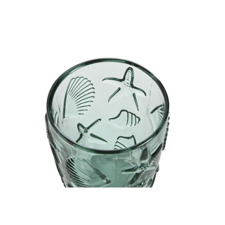 Set di Bicchieri Home ESPRIT Turchese Cristallo Mediterraneo Con rilievo 290 ml (6 Unità)