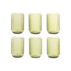Set di Bicchieri Home ESPRIT Verde Cristallo Con rilievo 420 ml (6 Unità)