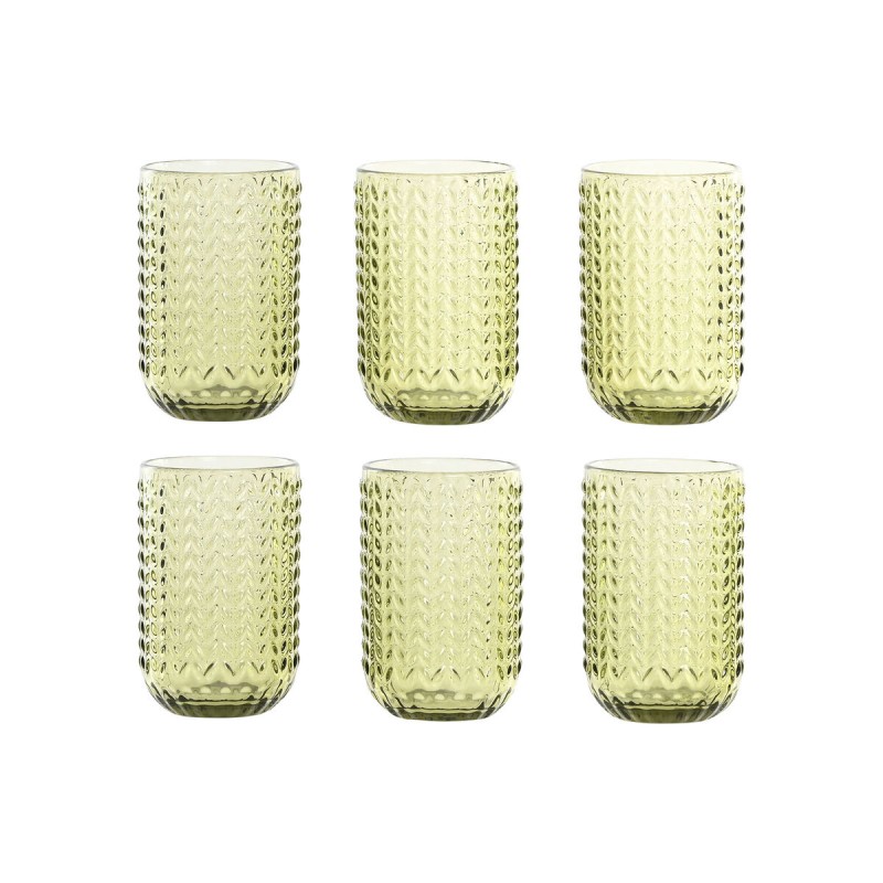 Set di Bicchieri Home ESPRIT Verde Cristallo Con rilievo 420 ml (6 Unità) Set di Bicchieri Home ESPRIT Verde Cristallo Con rilievo 420 ml (6 Unità)