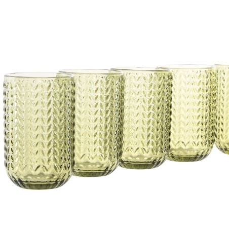 Set di Bicchieri Home ESPRIT Verde Cristallo Con rilievo 420 ml (6 Unità)