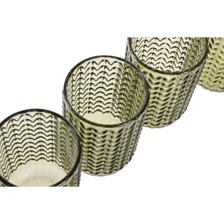 Set di Bicchieri Home ESPRIT Verde Cristallo Con rilievo 420 ml (6 Unità)