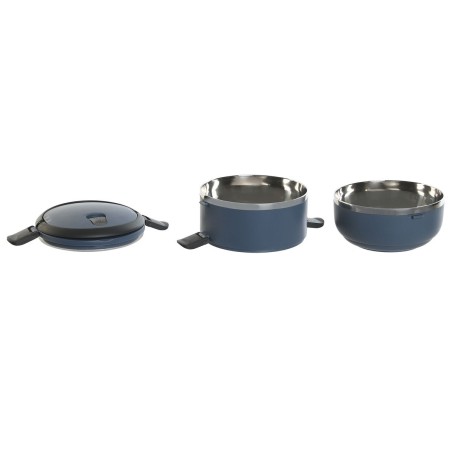 Porta pranzo DKD Home Decor Azzurro Bianco Grigio scuro Acciaio inossidabile polipropilene 1,5 L (2 Unità)