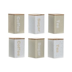 Barattolo Home ESPRIT Beige Grigio (2 Unità) (6 Unità)