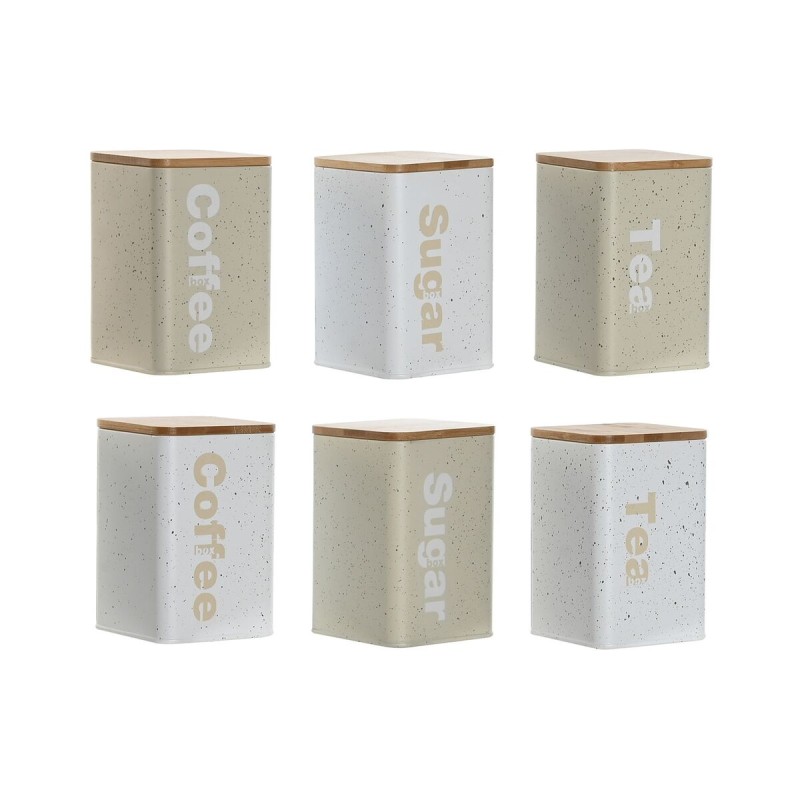 Barattolo Home ESPRIT Beige Grigio (2 Unità) (6 Unità)