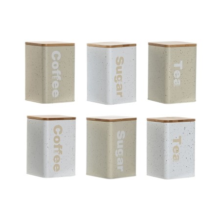 Barattolo Home ESPRIT Beige Grigio (2 Unità) (6 Unità)