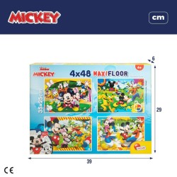 Set di 4 Puzzle Mickey Mouse 35 x 1,5 x 25 cm 48 Pezzi (6 Unità)