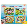 Set di 4 Puzzle Mickey Mouse 35 x 1,5 x 25 cm 48 Pezzi (6 Unità)