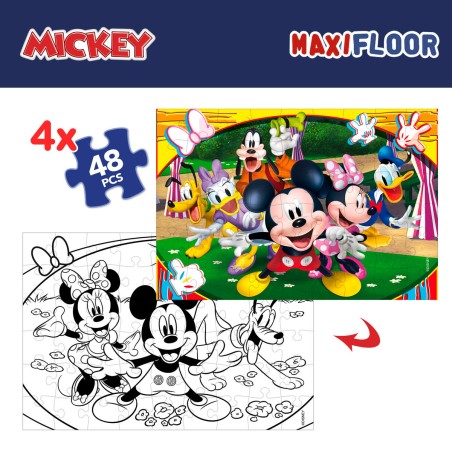 Set di 4 Puzzle Mickey Mouse 35 x 1,5 x 25 cm 48 Pezzi (6 Unità)