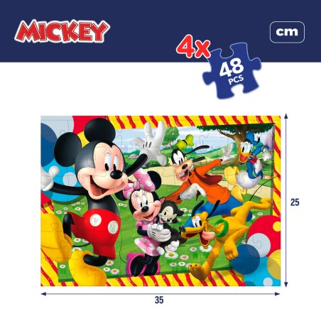 Set di 4 Puzzle Mickey Mouse 35 x 1,5 x 25 cm 48 Pezzi (6 Unità)