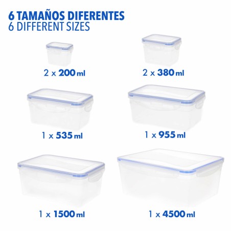 Set di Contenitori da Cucina Ermetici Impilabili Max Home 27 x 12 x 20 cm 6 Unità