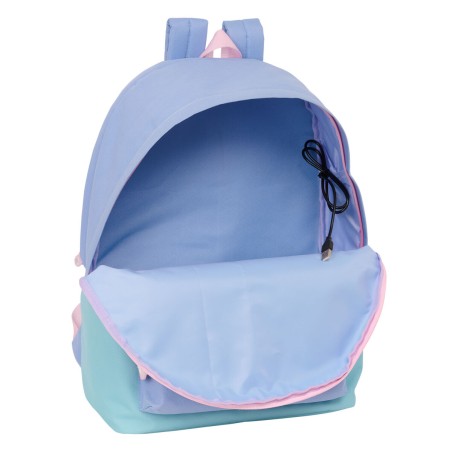 Zaino per PC Portatile e Tablet con Uscita USB Munich Mellow Azzurro Rosa Celeste