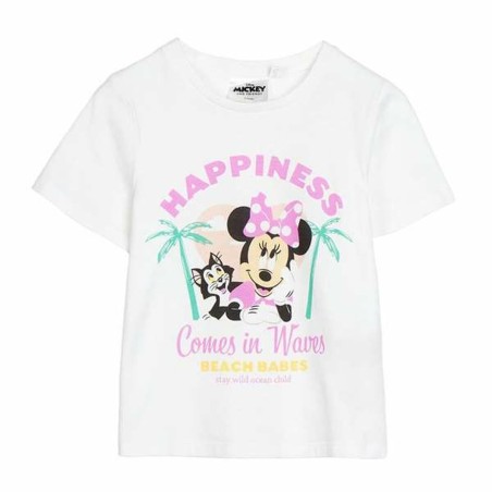 Maglia a Maniche Corte per Bambini Minnie Mouse Bianco