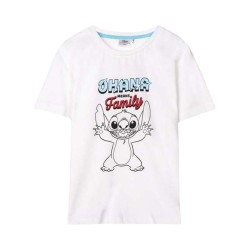 Maglia a Maniche Corte Bambino Stitch Bianco