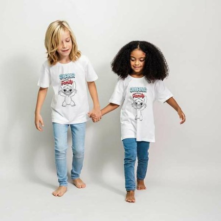 Maglia a Maniche Corte Bambino Stitch Bianco