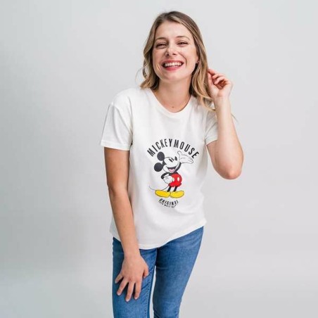 Maglia a Maniche Corte Donna Mickey Mouse Bianco