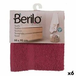 Telo da bagno Berilo 5312 Rosso Granato 80 % cotone 20 % Poliestere 50 x 0,5 x 90 cm (6 Unità)