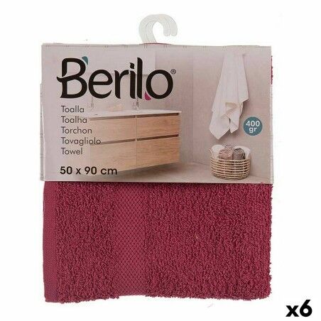 Telo da bagno Berilo 5312 Rosso Granato 80 % cotone 20 % Poliestere 50 x 0,5 x 90 cm (6 Unità)