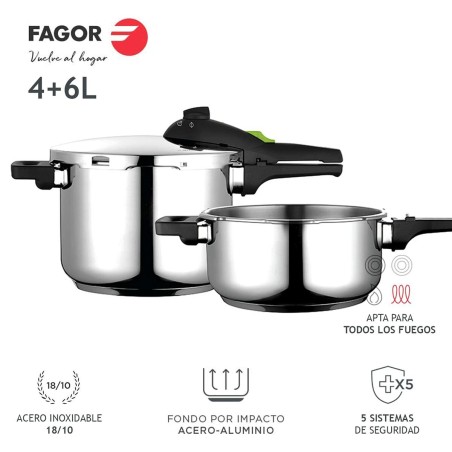 Set di pentole Express Fagor Acciaio inossidabile 10 L 2 Pezzi